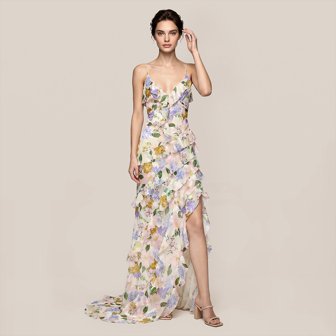 Floral Chiffon Maxi Dress Vacation - Wholesale Bulk Supplier