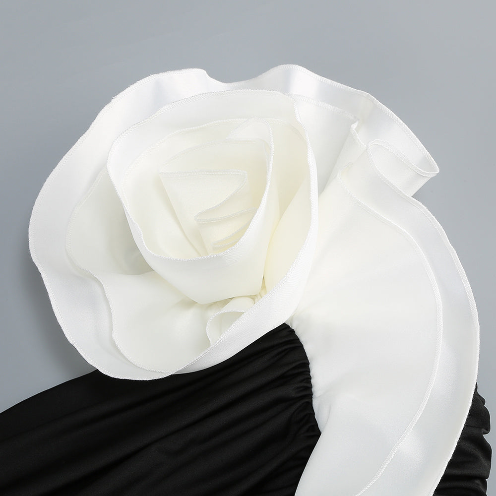 【Party & Event】 Maxi Mermaid Acetate Satin Triacetate Sexy Strapless 3D Flower Dress - MYTHSIS