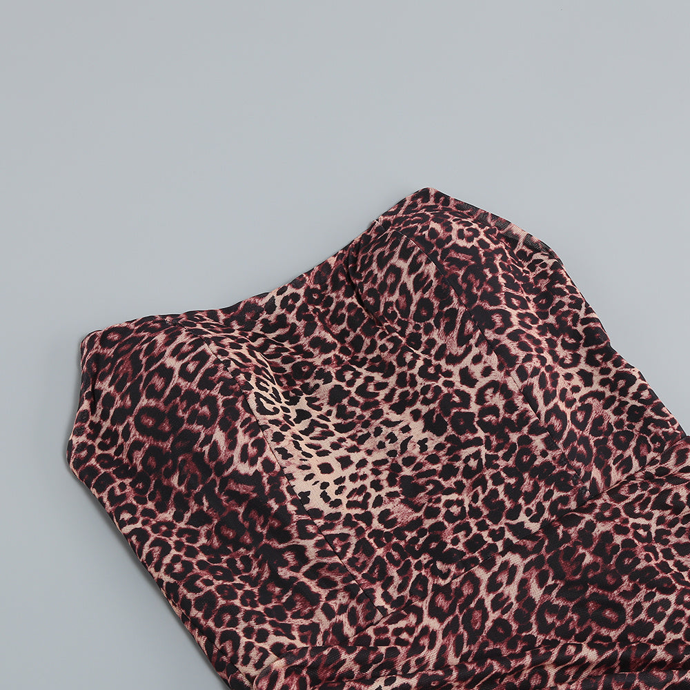 Wholesale Women's Leopard-Print Strapless Bodycon Mini Dress
