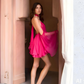 Wholesale Women's Halter Mini Dress – Off-Shoulder Chiffon-Style High-Waist