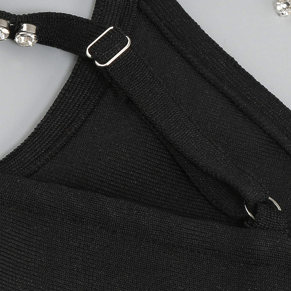 【Party & Event】 Midi Sheath Bandage British Strap Rhinestone Fringe Dress - MYTHSIS
