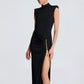 Wholesale Women's Mock-Neck Shoulder-Pad Slit Bodycon Maxi Dress – XS Womens Clothing