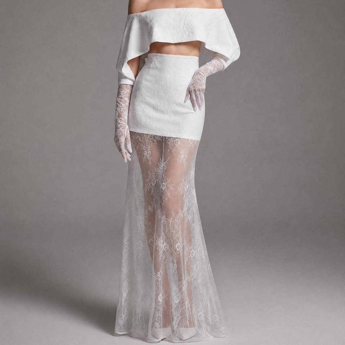 【Party & Event】 Maxi Bodycon Polyester Sexy Off-Shoulder Mesh Spliced - MYTHSIS