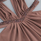 Wholesale Women's Camel Halter Maxi Dress – Crystal Cutout Bodycon