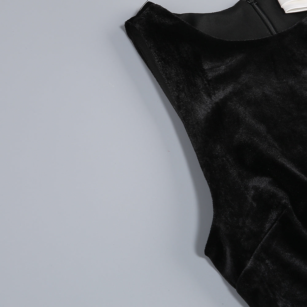 【Party & Event】 Maxi Sheath Velvet Polyester Triacetate Casual Round Neck 3D Flower Bow Slit Dress - MYTHSIS
