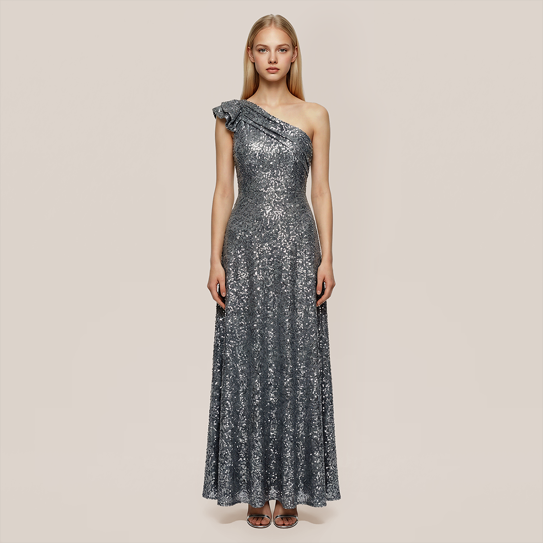 Wedding Guest Maxi A-Line Sequin Glam Dress - MYTHSIS