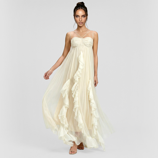 Sexy camisole ruffle edge vacation Maxi dress