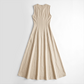 Casual Everyday Maxi A-Line Polyester Chic Round Neck Ruched Sleeveless Dress - MYTHSIS