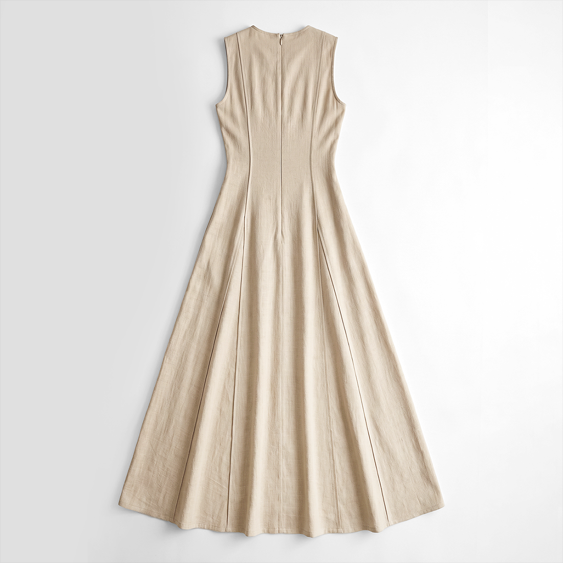 Casual Everyday Maxi A-Line Polyester Chic Round Neck Ruched Sleeveless Dress - MYTHSIS