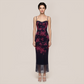 Date Night Maxi Bodycon Mesh Sexy Floral Print Spaghetti Strap Backless Dress - MYTHSIS