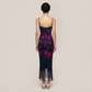【Date Night】 Maxi Sheath Polyester Sexy V-Neck Spaghetti Strap Mesh Spliced Dress - MYTHSIS