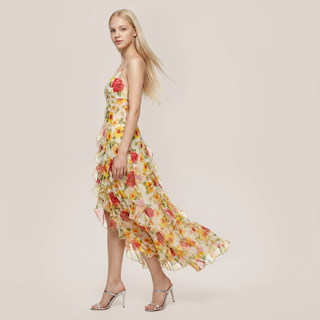 Wedding Guest Maxi A-Line Chiffon Floral Elegant Dress - Wholesale Dresses Low MOQ - MYTHSIS