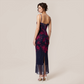 【Date Night】 Maxi Sheath Polyester Sexy V-Neck Spaghetti Strap Mesh Spliced Dress - MYTHSIS