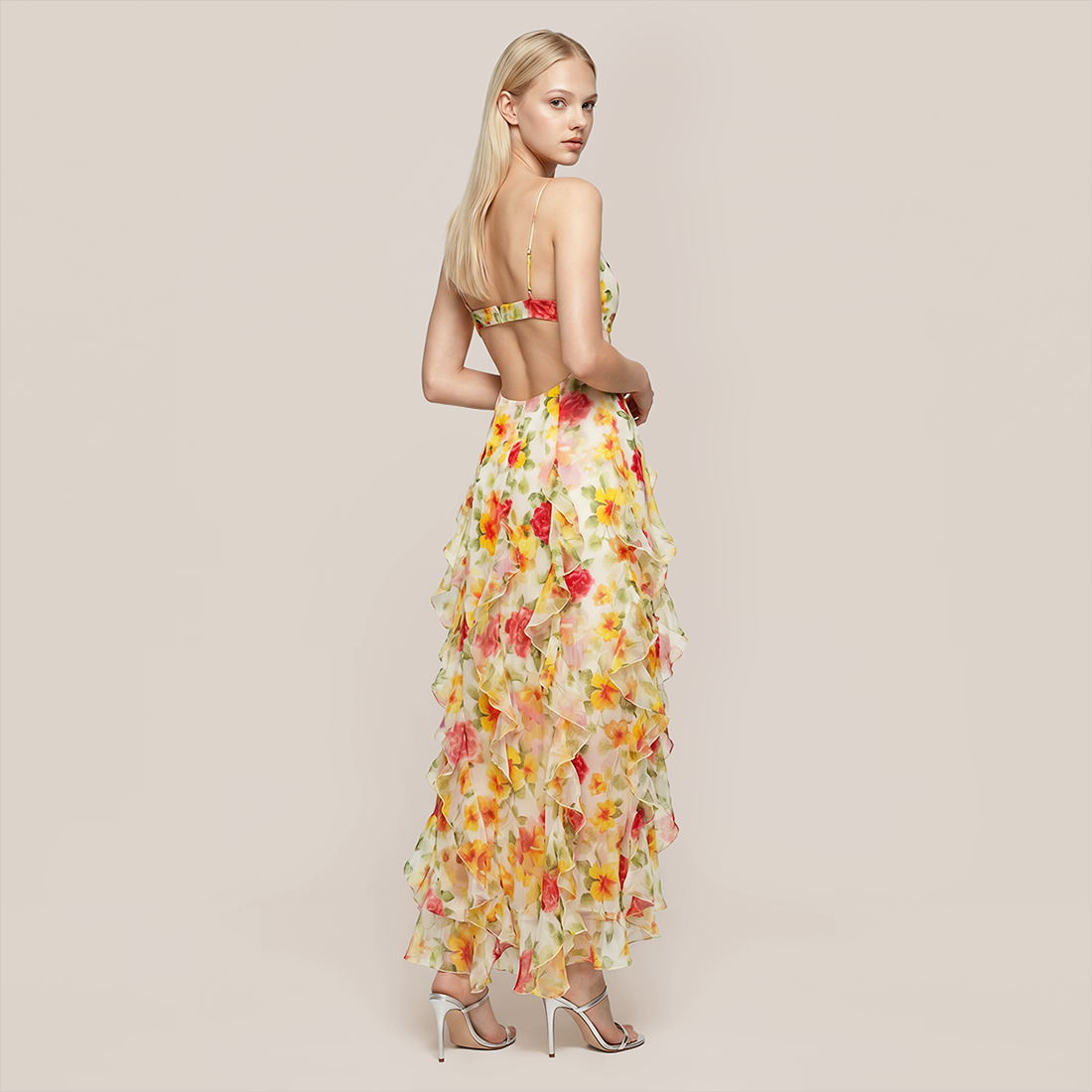 Wedding Guest Maxi A-Line Chiffon Floral Elegant Dress - Wholesale Dresses Low MOQ - MYTHSIS