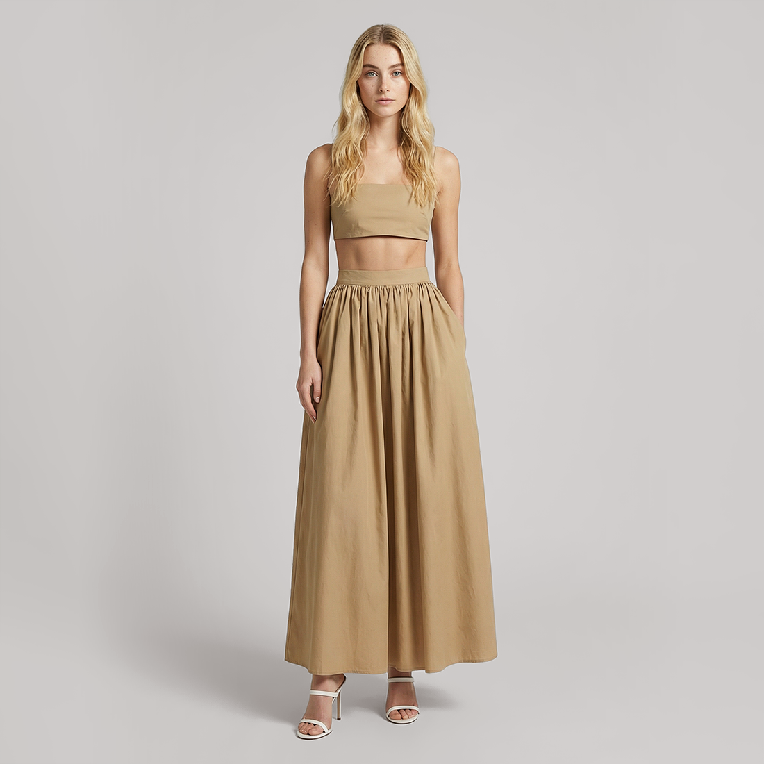 Vacation Maxi A-Line Cotton Simple Two-Piece Set - MYTHSIS