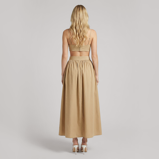 Vacation Maxi A-Line Cotton Simple Two-Piece Set - MYTHSIS
