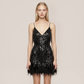 Party & Event Mini Bodycon Sequin Feather Trim Dress - MYTHSIS