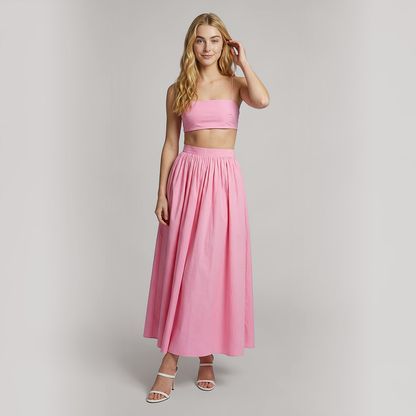 Vacation Maxi A-Line Cotton Simple Two-Piece Set - MYTHSIS