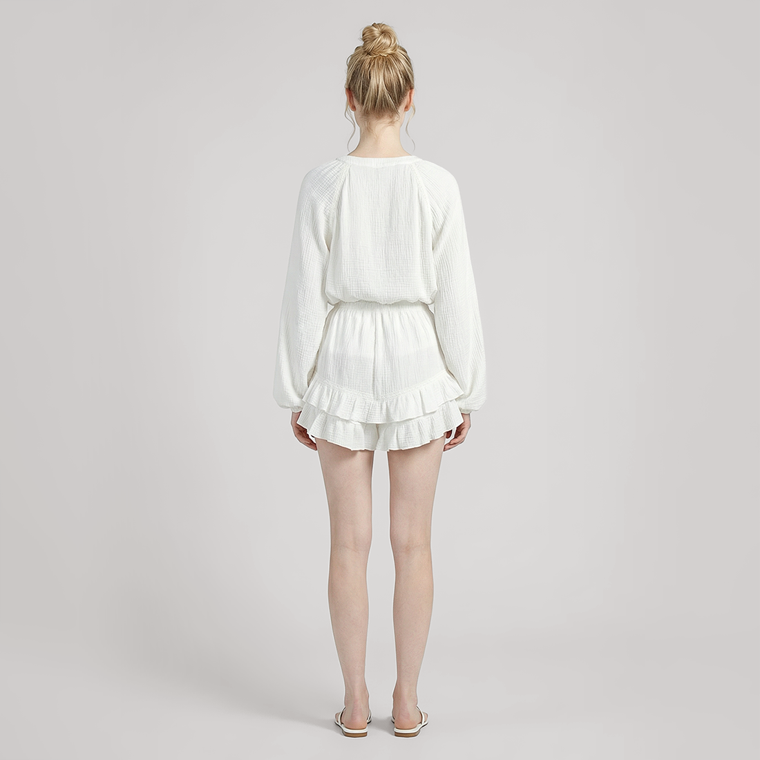 Casual Mini A-Line Cotton Simple Two-Piece Short Set - MYTHSIS