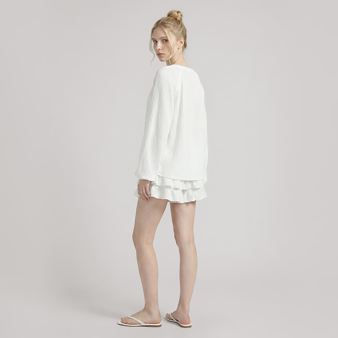 Casual Mini A-Line Cotton Simple Two-Piece Short Set - MYTHSIS
