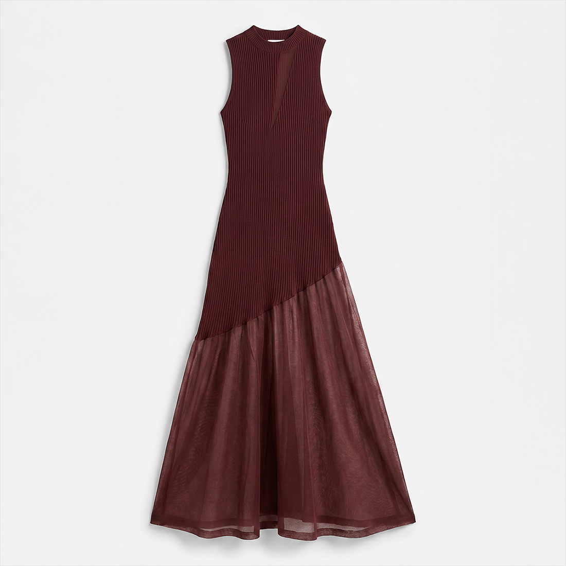 Date Night Maxi Mermaid Polyester Sexy Strapless Mesh Spliced Ribbed Dress - MYTHSIS