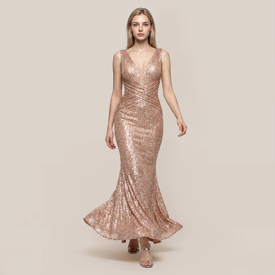 Wedding Guest Maxi Bodycon Sequin Glam Dress - MYTHSIS
