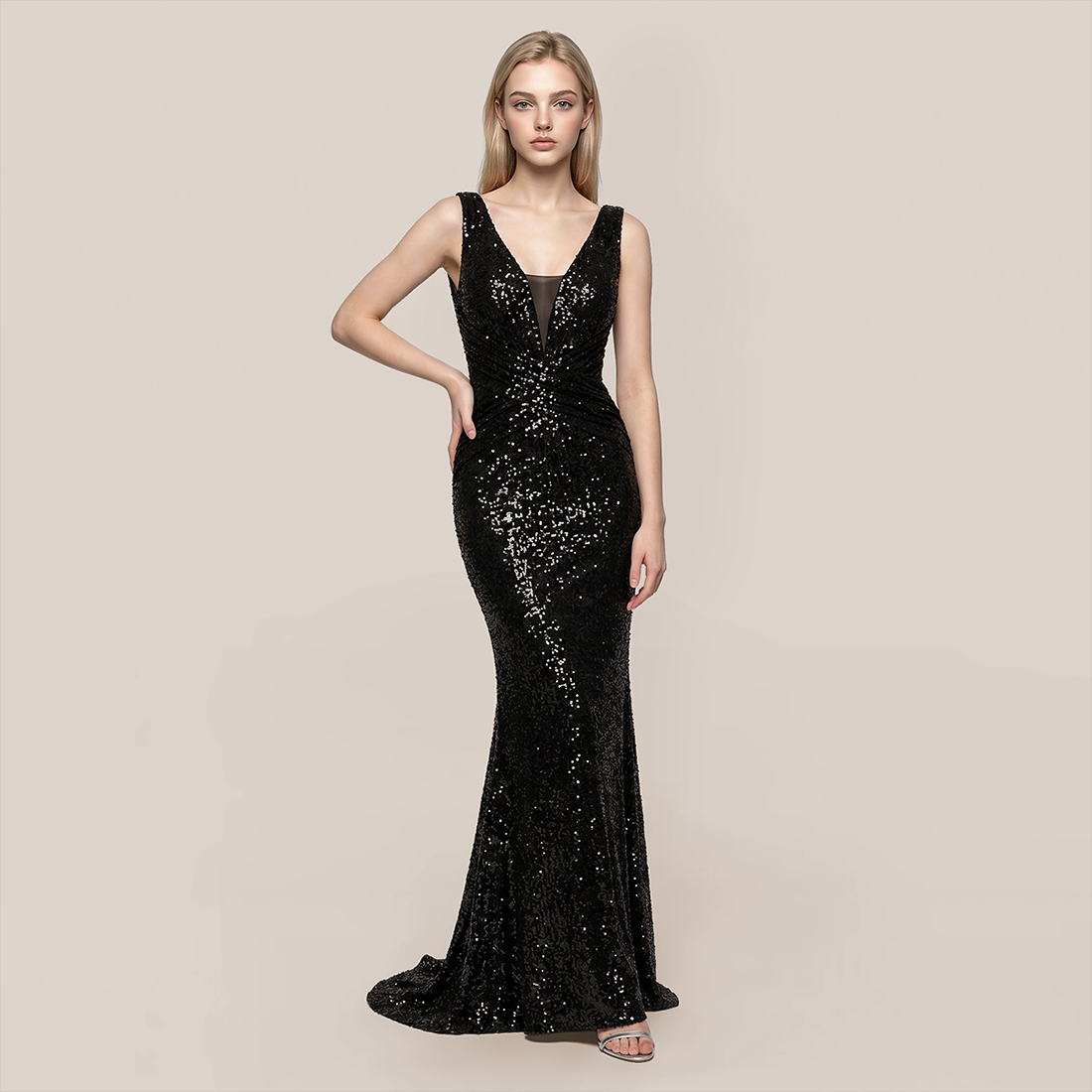 Wedding Guest Maxi Bodycon Sequin Glam Dress - MYTHSIS
