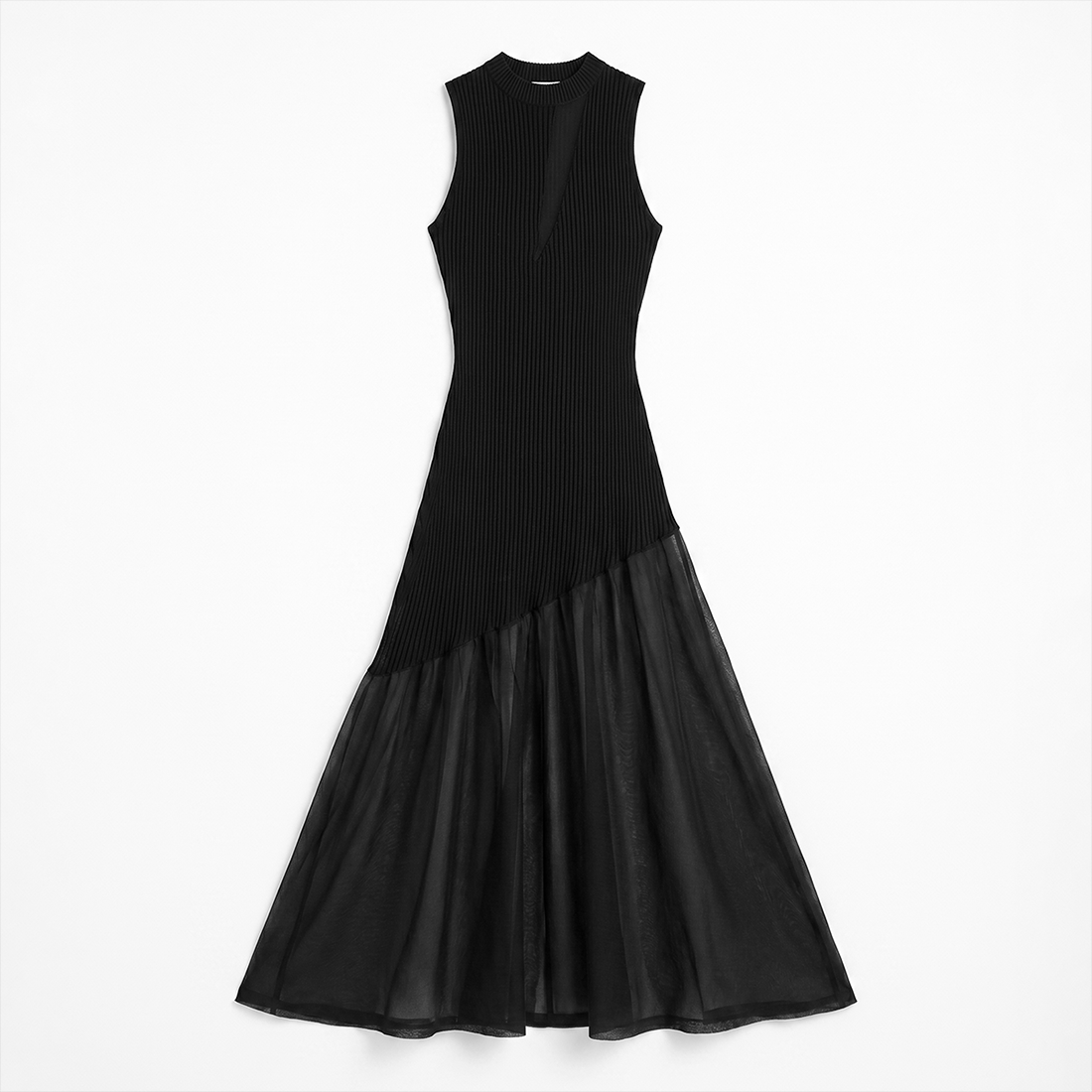 Date Night Maxi Mermaid Polyester Sexy Strapless Mesh Spliced Ribbed Dress - MYTHSIS