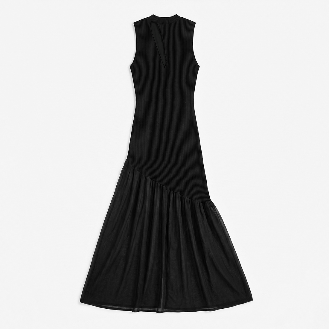 Date Night Maxi Mermaid Polyester Sexy Strapless Mesh Spliced Ribbed Dress - MYTHSIS
