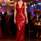 【Party & Event】 Maxi Mermaid Sequin Polyester Sexy V-Neck Satin Spliced Dress - MYTHSIS