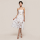 Date Night Midi Bodycon Polyester Elegant Strapless Leaf Trim Bandage Dress - MYTHSIS