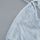 Wholesale Women's Light Blue Halter Maxi Dress – Fringe Asymmetric Train
