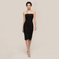 Date Night Midi Bodycon Polyester Elegant Strapless Leaf Trim Bandage Dress - MYTHSIS