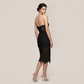 Date Night Midi Bodycon Polyester Elegant Strapless Leaf Trim Bandage Dress - MYTHSIS