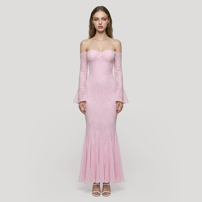 Formal Evening Maxi Fit & Flare Lace Glam Dress - MYTHSIS