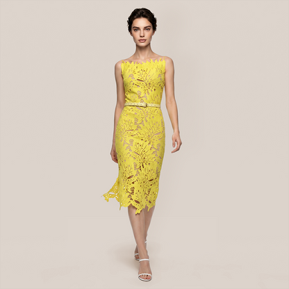 Date Night Midi Bodycon Polyester Elegant Strapless Leaf Trim Bandage Dress - MYTHSIS