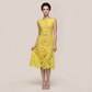 Date Night Midi Bodycon Polyester Elegant Strapless Leaf Trim Bandage Dress - MYTHSIS