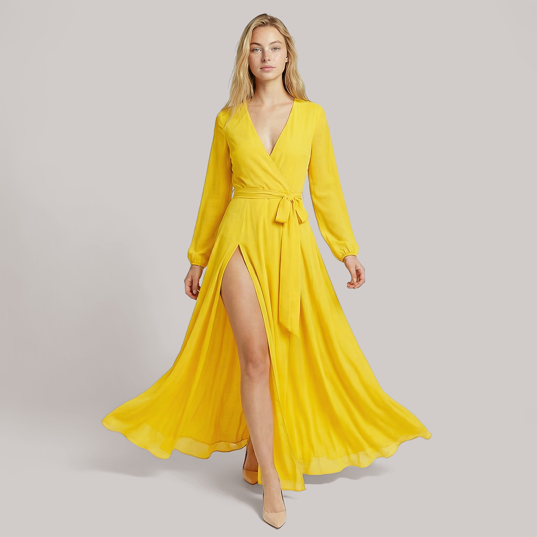 Formal Evening Maxi A-Line Chiffon Minimalist Full-swing Dress - Wholesale Dresses Low MOQ - MYTHSIS