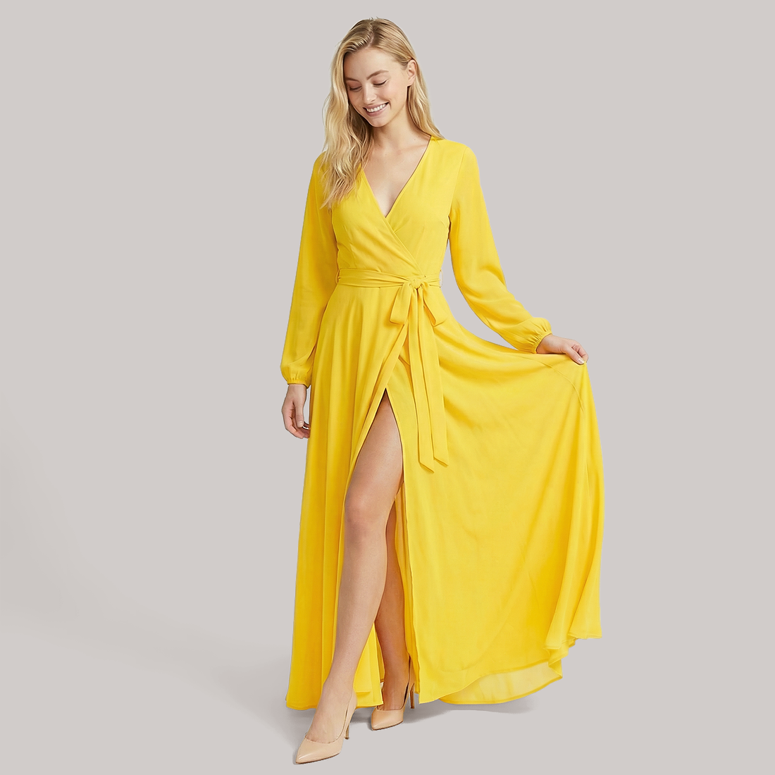 Formal Evening Maxi A-Line Chiffon Minimalist Full-swing Dress - Wholesale Dresses Low MOQ - MYTHSIS