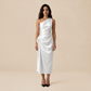 Formal Evening Maxi Sheath Satin Glam Off-Shoulder Solid High Waist Dress - MYTHSIS
