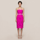 Date Night Midi Bodycon Polyester Elegant Strapless Leaf Trim Bandage Dress - MYTHSIS