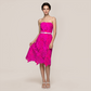 Date Night Midi Bodycon Polyester Elegant Strapless Leaf Trim Bandage Dress - MYTHSIS