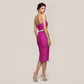 Date Night Midi Bodycon Polyester Elegant Strapless Leaf Trim Bandage Dress - MYTHSIS