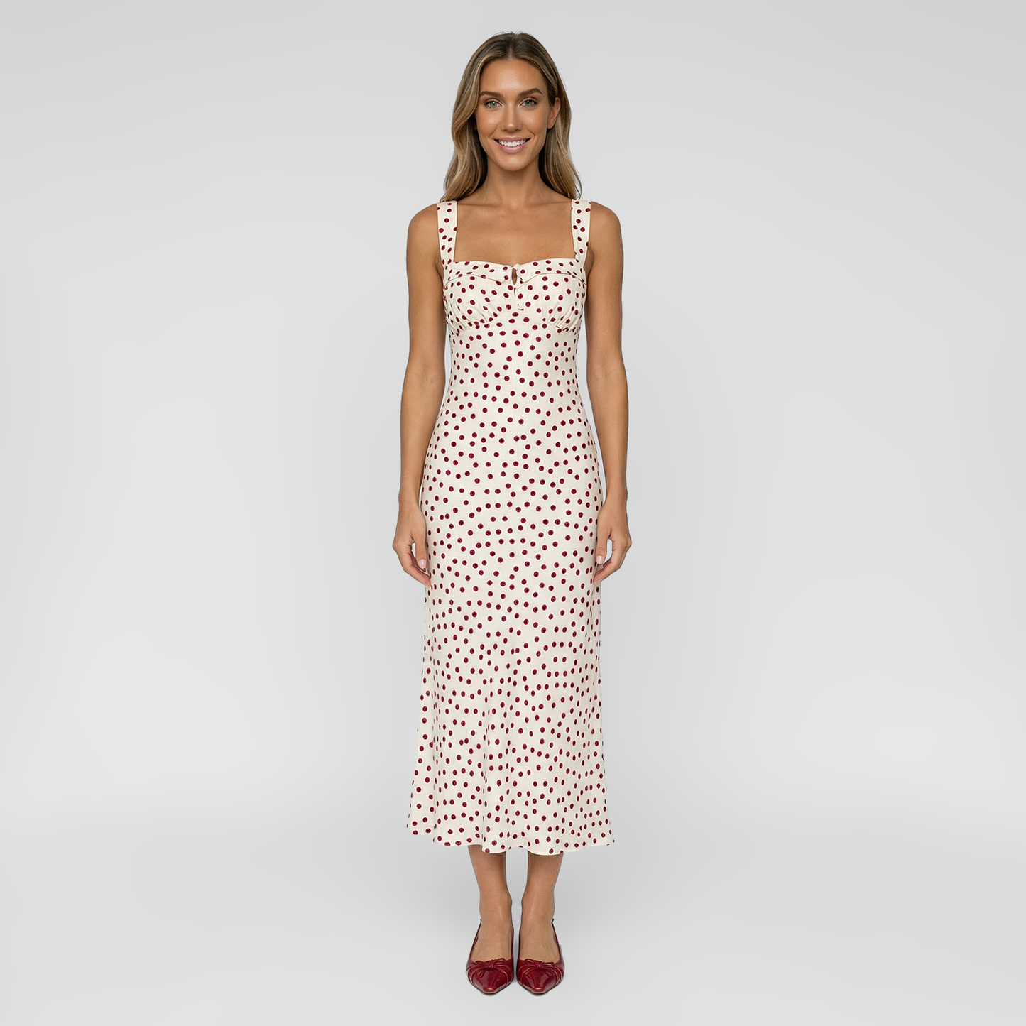 Vacation Maxi A-Line Polyester Chic Polka Dot Dress - MYTHSIS