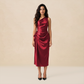 Formal Evening Maxi Sheath Satin Glam Off-Shoulder Solid High Waist Dress - MYTHSIS