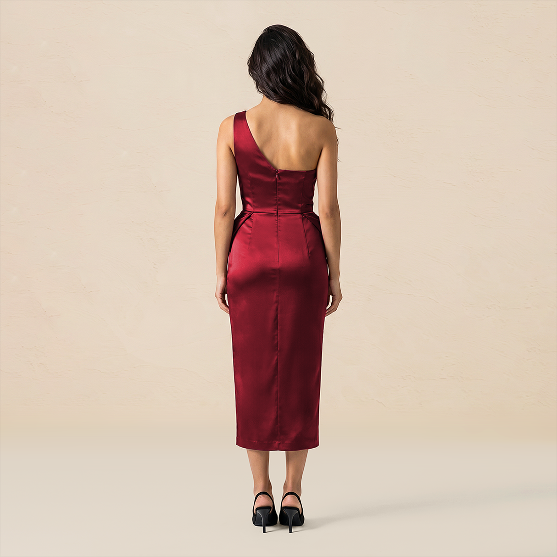 Formal Evening Maxi Sheath Satin Glam Off-Shoulder Solid High Waist Dress - MYTHSIS