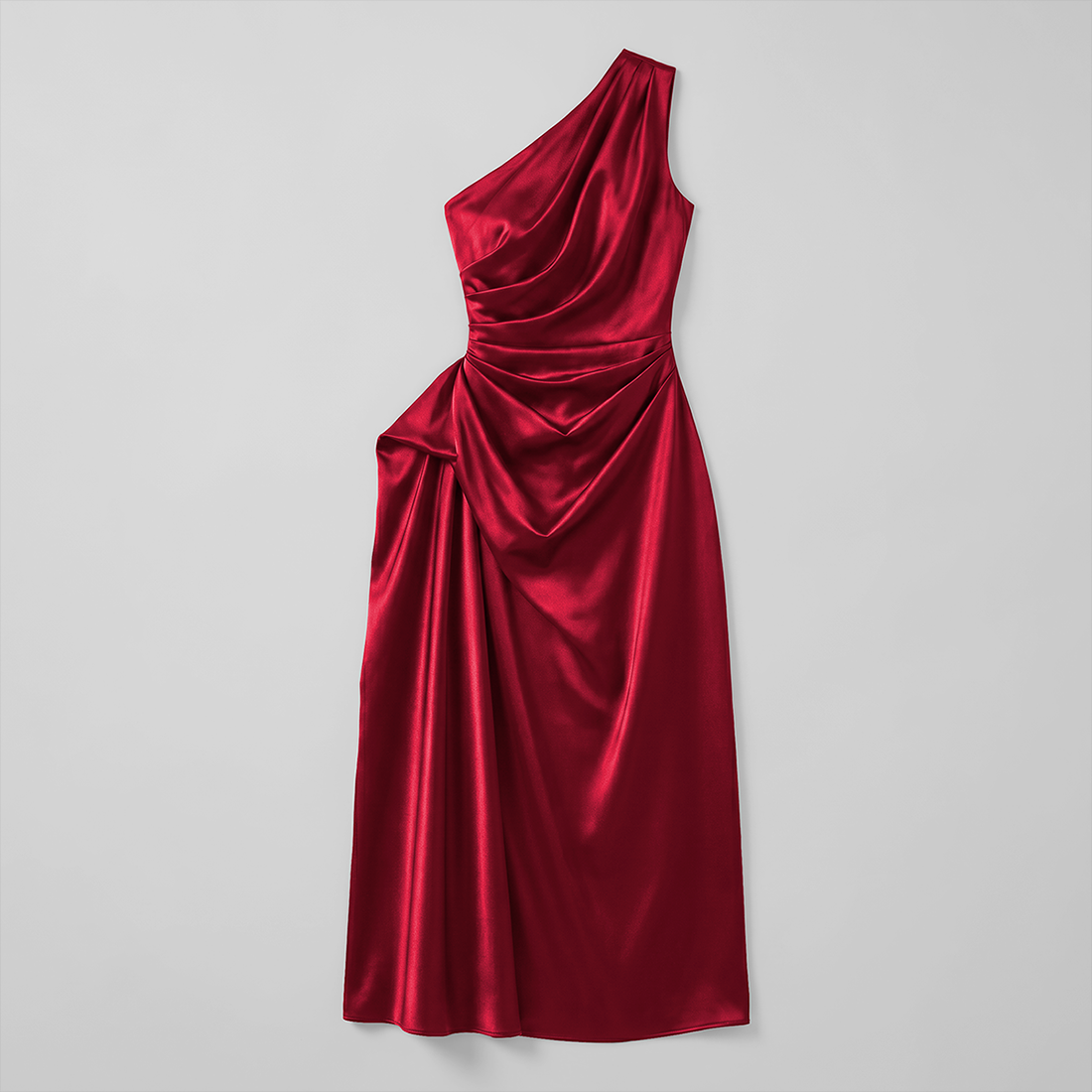 Formal Evening Maxi Sheath Satin Glam Off-Shoulder Solid High Waist Dress - MYTHSIS