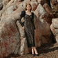 【Party & Event】 Maxi Mermaid Polyester Triacetate Sexy Square Neck Cutout Rhinestone Puff Sleeve Dress - MYTHSIS
