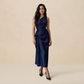 Formal Evening Maxi Sheath Satin Glam Off-Shoulder Solid High Waist Dress - MYTHSIS