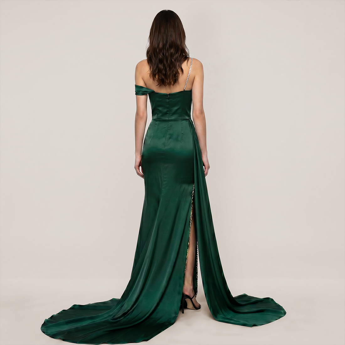 Formal Evening Maxi Fit & Flare Sequin Glam Spaghetti Strap Slit Dress - MYTHSIS